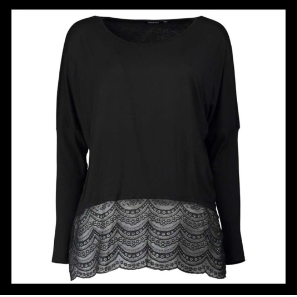 NWT So Soft Black Lace Viscose Top - Picture 2 of 4